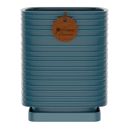 5.1 Inch Green Ceramic Planter with Drainage and Saucer - color: Peacock Green, size: Small