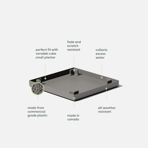 Veradek Block Series Cube Planter & Drip Tray - Square Outdoor Planter Set - color: Gray, size: Small - with saucer