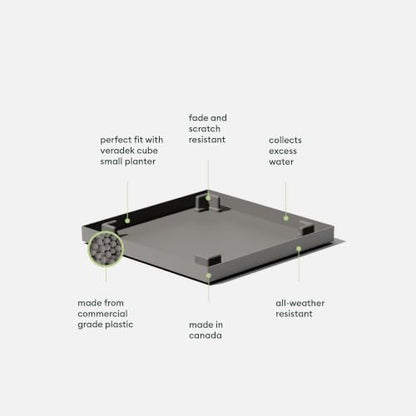 Veradek Block Series Cube Planter & Drip Tray - Square Outdoor Planter Set - color: Gray, size: Small - with saucer