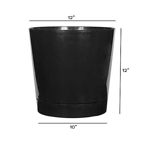 Novelty Majestic Full Depth Round Cylinder Pot, Glossy Black, 12-Inch (10128) - color: Black, size: 12 Inch