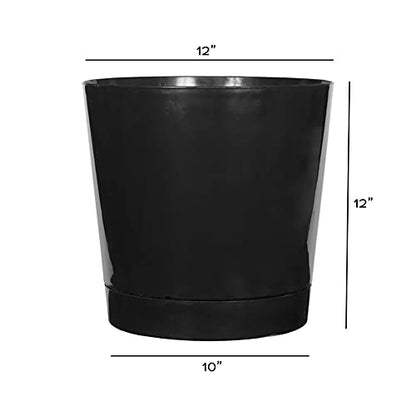 Novelty Majestic Full Depth Round Cylinder Pot, Glossy Black, 12-Inch (10128) - color: Black, size: 12 Inch