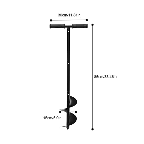 Manual Post Hole Digger 6" x 33.46" Hand Drill Auger Post Hole Digger Earth Garden Auger Drill Spiral Drill Planter for Bulb, Flower, Tree, Seedlings, Bedding Plants
