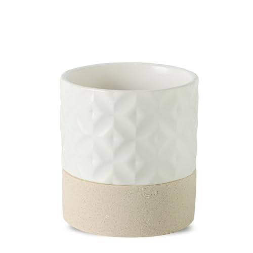 Nihow Self Watering Ceramic Plant Pot, 4.5 Inch, Matte White & Brown Star - color: Matte White & Brown Star, size: 4.5" Self Watering