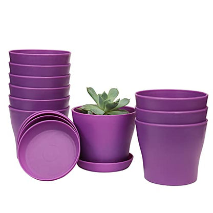 TDHDIKE 10 Pcs Plastic Planters Indoor Flower Plant Pots (Purple) - color: Purple