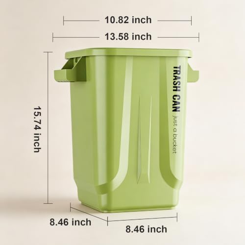 Kitchen Trash Can, Plastic Square Trash bin,8 Gallon,Green