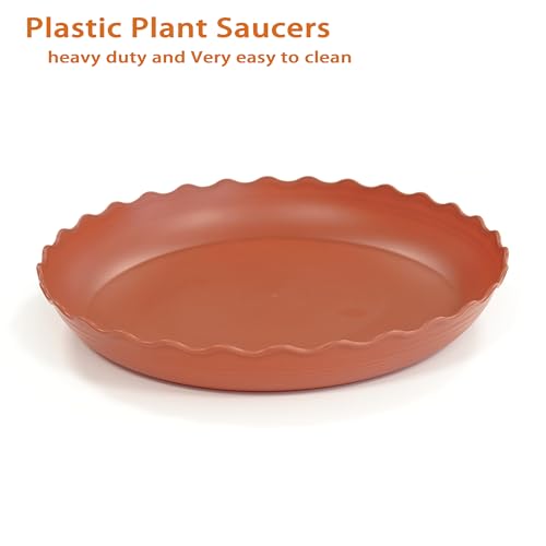6 Pack Plant Saucer 8 inch, Heavy Duty Plastic Plant Water Tray, Planter Saucers, Flower Pot Tray Water Trays for Plant Pots (Terracotta) - color: Terracotta, size: 8" (6 pack)