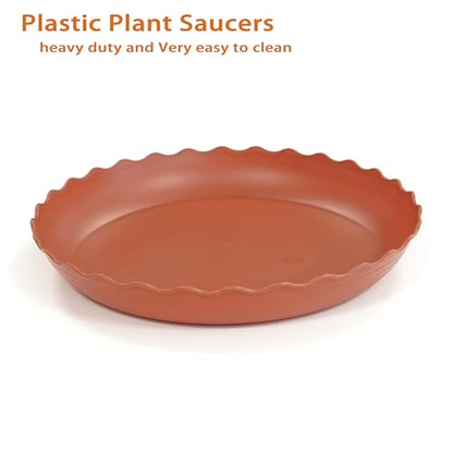 6 Pack Plant Saucer 8 inch, Heavy Duty Plastic Plant Water Tray, Planter Saucers, Flower Pot Tray Water Trays for Plant Pots (Terracotta) - color: Terracotta, size: 8" (6 pack)
