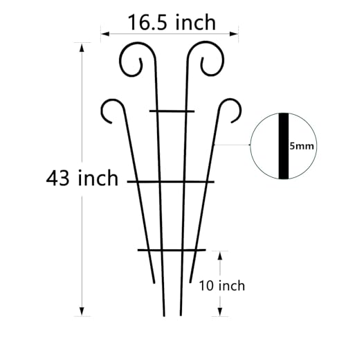 4 Pack 43'' Large Metal Plant Trellis for Climbing Plants - size: 43 inch