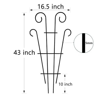 4 Pack 43'' Large Metal Plant Trellis for Climbing Plants - size: 43 inch