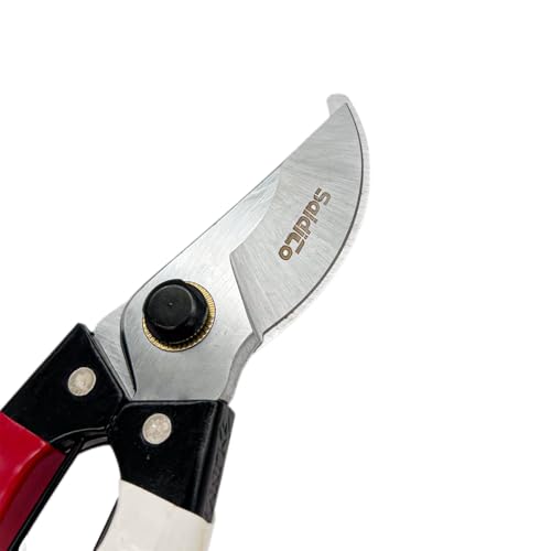 SaidiCo Professional Grade Gardening Hand Pruner, Bypass Pruning Shears, 3/4 Inch Cut, Red and White Handles