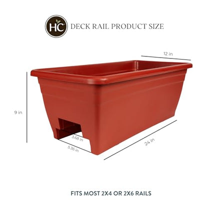 The HC Companies Deck Rail Deck Rail Planter Box, 24 Inch, Clay, 1-Pack - color: Clay