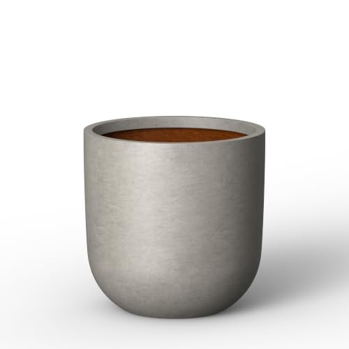 Kante Weathered Concrete Planter 11" Dia All-Weather Round Small Pot - color: Rustic Concrete, size: 11.0"Dia x 11.0"H