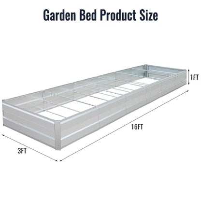 Galvanized Raised Garden Bed Kit, 16x3x1FT Metal Raised Garden Beds for Vegetables - size: 16*3*1FT