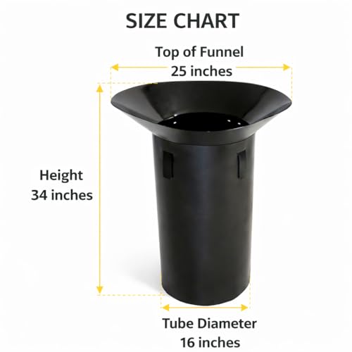 Heavy Duty HDPE Leaf Bag Funnel for 30 Gallon Yard Waste Bags – Reusable Lawn & Garden Bag Holder Insert – Rigid Leaf Collector Chute for Easy Yard Cleanup & Leaf Disposal