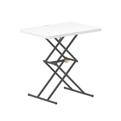 FanttikOutdoor Small Folding Table Quick Adjust 3 Heights, TV Tray, Dining - color: Granite White