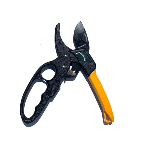 Bypass Ratcheting Pruning Shears 8" with SK-85 Japanese Standard Steel Blades, 3/4" Cut Capacity, 3 Times Cutting Power, Gardening Hand Tools