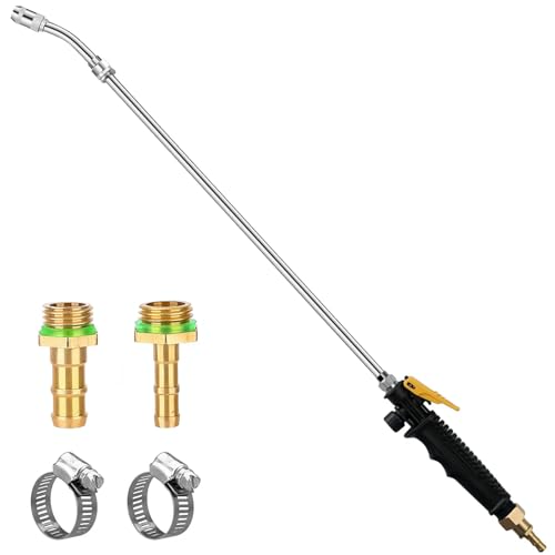 29 Inches Sprayer Wand,1/4" & 3/8" Brass Barbs Sprayer Wand Replacement, Stainless Steel Replacement Sprayer Wand with Shut off Valve & 2 Hose Clamps (1/4" & 3/8" Barb Sprayer Wand) - color: 29 Inches Sprayer Wand - 1/4" & 3/8" Barb