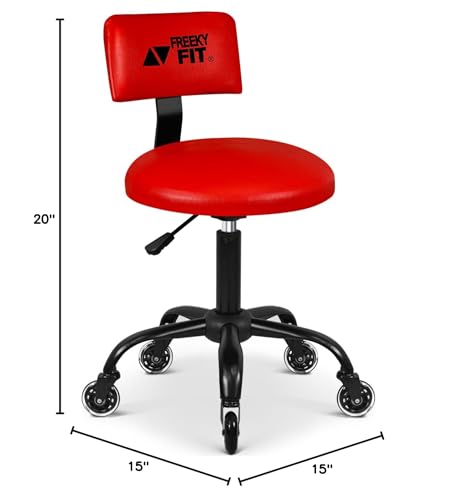 Rolling Shop Stool with Wheels, Mechanic Garage Short Stool Chair with Adjustable Height 15.55"-18.3", Heavy Duty Swivel Roller Seat for Garage, Salon and Tattoo Beauty, Red - color: Adjustable Red