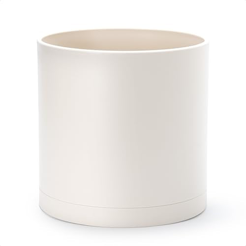 D'vine Dev Plastic Planter Pot with Saucer, 12 in, Oatmeal, 74-X-H-3 - color: Oatmeal, size: 12 Inch