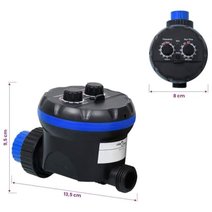 Automatic Garden Water Timer with Dual Ball Valves, Programmable Irrigation Controller for Lawn and Yard, Battery Operated, Waterproof ABS Housing - color: Black