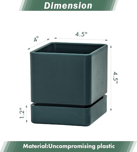 D'vine Dev 2-Pack Plastic Herb Planter Pots, 4 in, Green, 76-Y-C-1 - color: Green, size: 8 Inch x 4.5 Inch