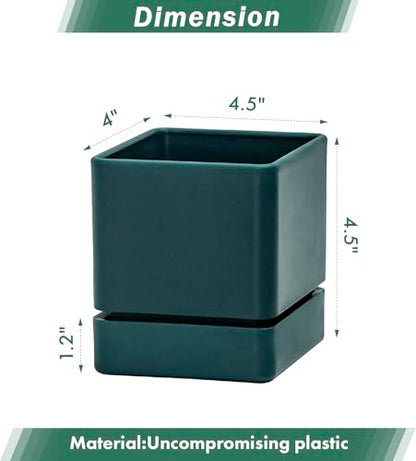 D'vine Dev 2-Pack Plastic Herb Planter Pots, 4 in, Green, 76-Y-C-1 - color: Green, size: 8 Inch x 4.5 Inch