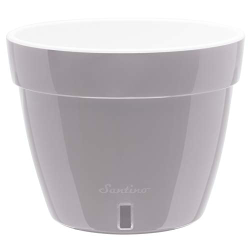 DECOPOTS - 3 Pack - Self Watering Planter - Modern Flower Pot with Water Level Indicator - 6.3" Tall - for All House Plants, Flowers, Herbs (Diameter 7.9", Grey - White) - color: Grey/White, size: 7.9 - Set of 3