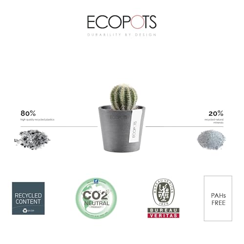 Ecopots Amsterdam Mini Round Flower Planter, Grey, 3" - color: Gray, size: 3 Inches