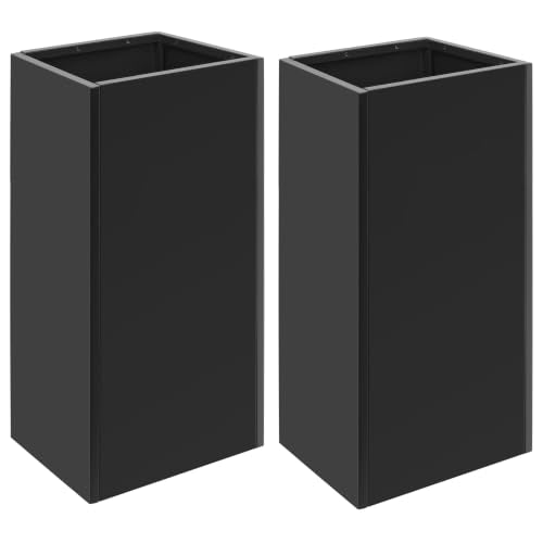 2PCS Tall Metal Planter Box, 14" x 14” x 30” Planter Boxes Outdoor - size: 14"L x 14"W x 30"H - 2PCS