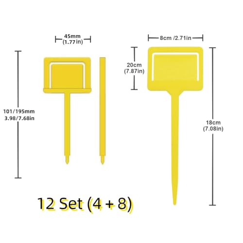 Gideal 12-Pack Yellow Sticks for Sticky Traps for Flying Plant Insect Fungus Gnats Whiteflies Aphids Leafminers Thrips - size: 12 Pack