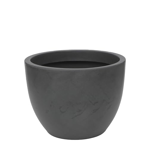 23.6" Wide Planter | Eco-Friendly Round Planter for Indoor or Outdoor Deck/Porch | Durable All-Weather Use Modern Pot for Trees, Flowers, Plants - Marbled Black - color: Marbled Black, size: 17.7" H x 23.6" W