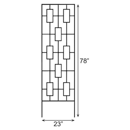 Panacea Black Metal Modern Climbing Plant Garden Trellis, 78" H, Set of 2