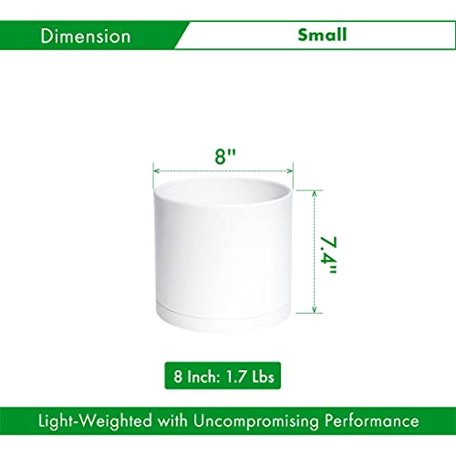 D'vine Dev Plastic Planter Pot with Saucer, 8 in, White, 74-X-A-1 - color: Matte White, size: 8 Inch