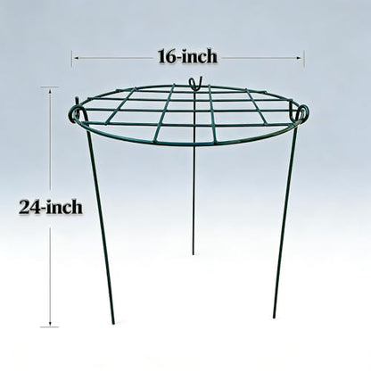 MTB Supply 10 Pack 16 x 24 inch Green Peony Cages Grow Through Plant Support Stakes Flower Support Hoops Heavy Plants Brace Rings - size: Grid 10pack