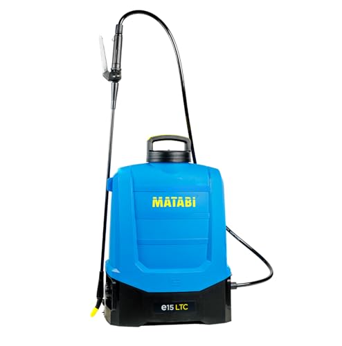 Matabi e15 LTC Battery Powered Pump Sprayer 3,9-Gal - Removable 20V Li-Ion Battery - Up to 100Gal Autonomy - Electronic LTC Control - Ergonomic Straps - Includes 4 Nozzles - Agriculture and Gardening