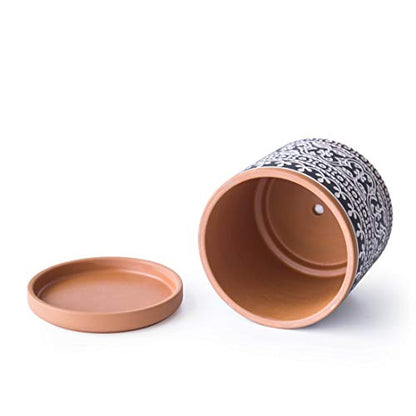D'vine Dev 2-Pack Terracotta Pots, 4/6 in, Terra/Black, 31-958-F-2 - color: Terracotta/Black