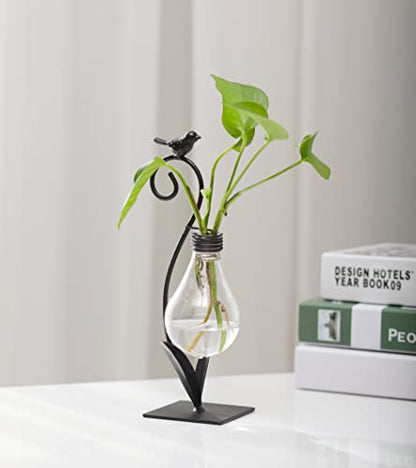 Tabletop Bird Planter Propagation Station, Narrow Mouth Bulb Plastic Vase - color: Bird