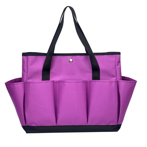 Garden Tool Bag with Interior Exterior Side Pockets, Gardening Tote Bag for Garden Plant Tool Set Store Content Bag, 8 Storage Pockets (Purple) - color: Purple