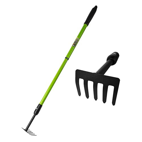 Small Garden Rake, 27-39" Telescopic Hand Cultivator - size: 39-IN