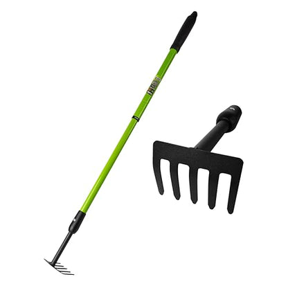 Small Garden Rake, 27-39" Telescopic Hand Cultivator - size: 39-IN