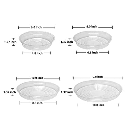 TRUEDAYS 20 Pack Plant Saucers (6 inch / 8inch / 10inch / 12inch) Clear Plant Saucers Flower Pot Tray Excellent for Indoor & Outdoor Plants - size: 6,8,10,12Inch