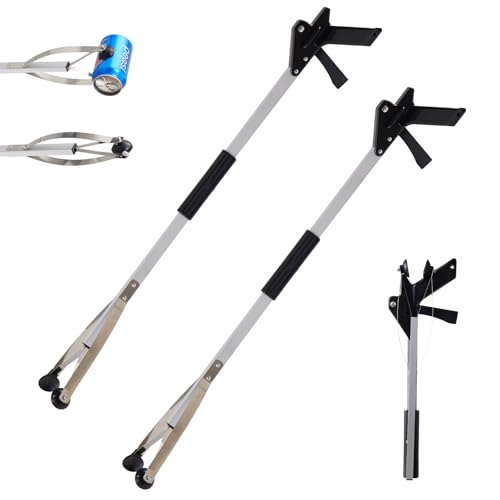 32" Grabber Reacher Tool for Seniors, 2-Pack Heavy Duty Trash Picker Upper with Suction Cup - Foldable Reacher Grabber Pickup Tool for Indoor & Outdoor Use, All-Purpose Grabber Tool