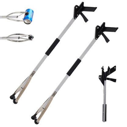 32" Grabber Reacher Tool for Seniors, 2-Pack Heavy Duty Trash Picker Upper with Suction Cup - Foldable Reacher Grabber Pickup Tool for Indoor & Outdoor Use, All-Purpose Grabber Tool