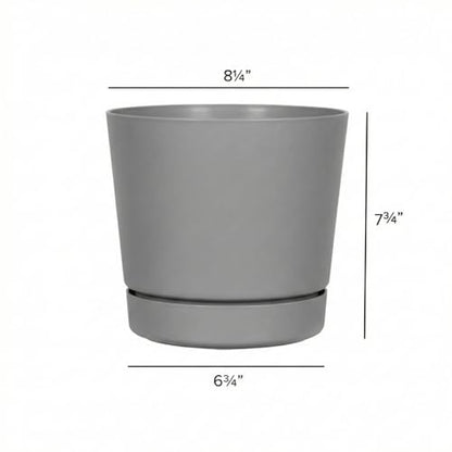 Root & Vessel Majestic Full Depth Round Cylinder Pot, Glossy Gray, 8-Inch (10080) - color: Gray, size: 8 Inch