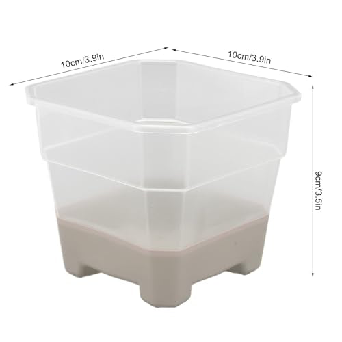 20Pcs Nursery Pot Planters Variety Pack, Reusable Clear Plastic and Silicone Square Pots with Drainage for Seedlings and Flower Plants (Gray) - color: Gray