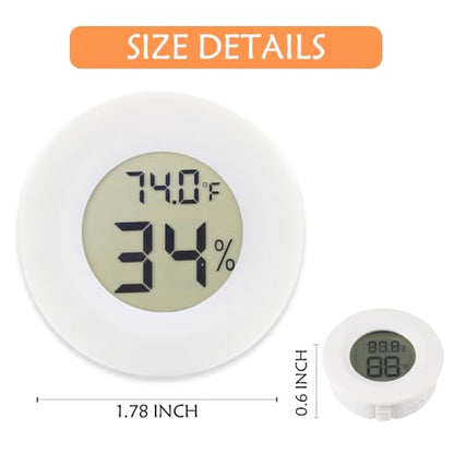 10-Pack Mini Thermometer Hygrometer, Small Digital Electronic Temperature Humidity Meters Gauge Indoor LCD Display for Greenhouse, Garden, Cellar, Fridge, Mason Jar(White)