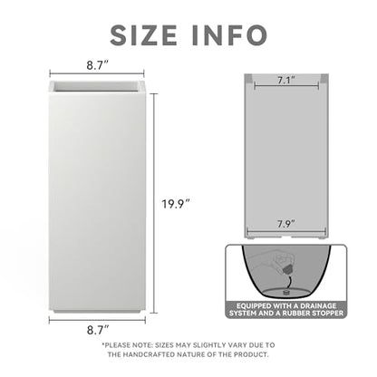 Kante Small Column Square White Concrete Planter 19.9" H, Outdoor - color: Pure White, size: 19.9" H