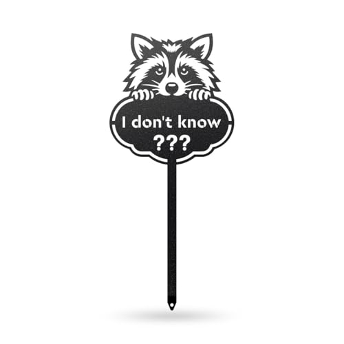 RealSteel Rocky the Raccoon Plant Markers – Cute Metal Garden Labels for Herbs & Vegetables | Outdoor Steel Plant Stakes for Garden, Greenhouse & Raised Beds | Gardening Gift | USA (IDONTKNOW-B-6X13) - style: IDONTKNOW