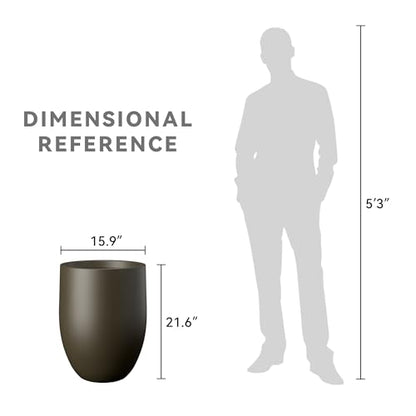 Kante Large Round Bullet Dark BRN Concrete Planter 21.7" Tall, Outdoor - color: Dark Brown
