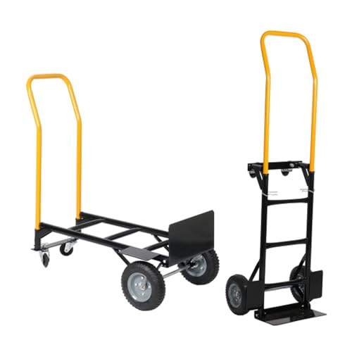 Heavy Duty Hand Truck Cart and Dolly for Yard & Garden, 2 in 1 Convertible, 330 lbs Capacity, Rigid Steel Frame Moving Dolly Cart with Removable Handle for Outdoor & Jobsite Hauling - size: Hand Truck and Dolly